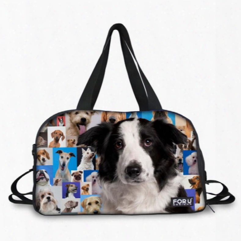Dog Print Nylon Large Capacity Outdoor Shoulder 3d Travel Bags