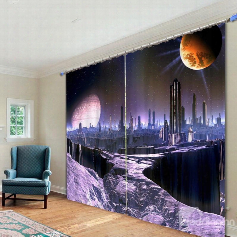 Dreamy City Scenery Printed 3d Polyester Curtain