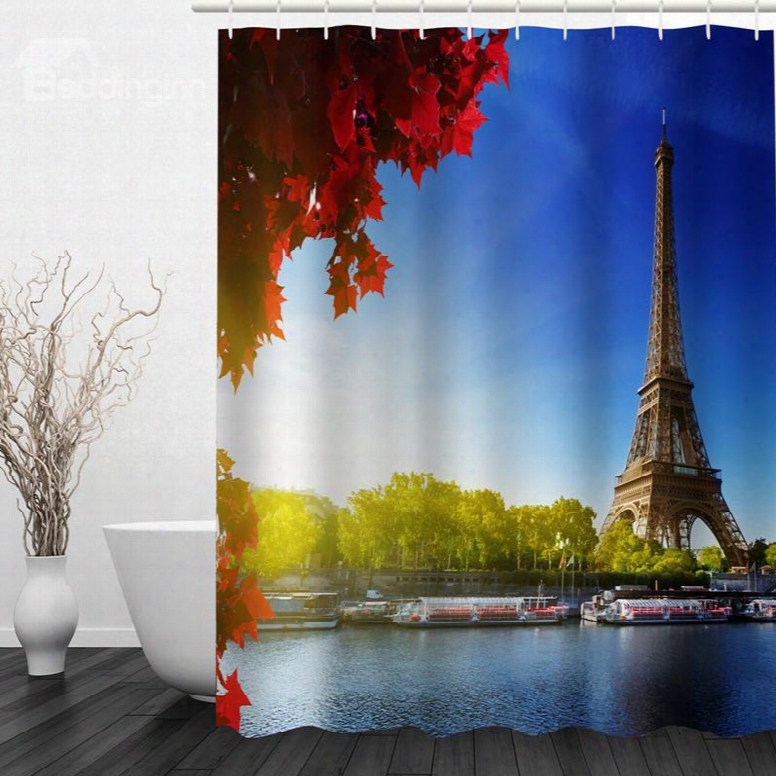 Eiffel Tower In Sunny Day 3d Printed Bathroom Waterproof Shower Curtain