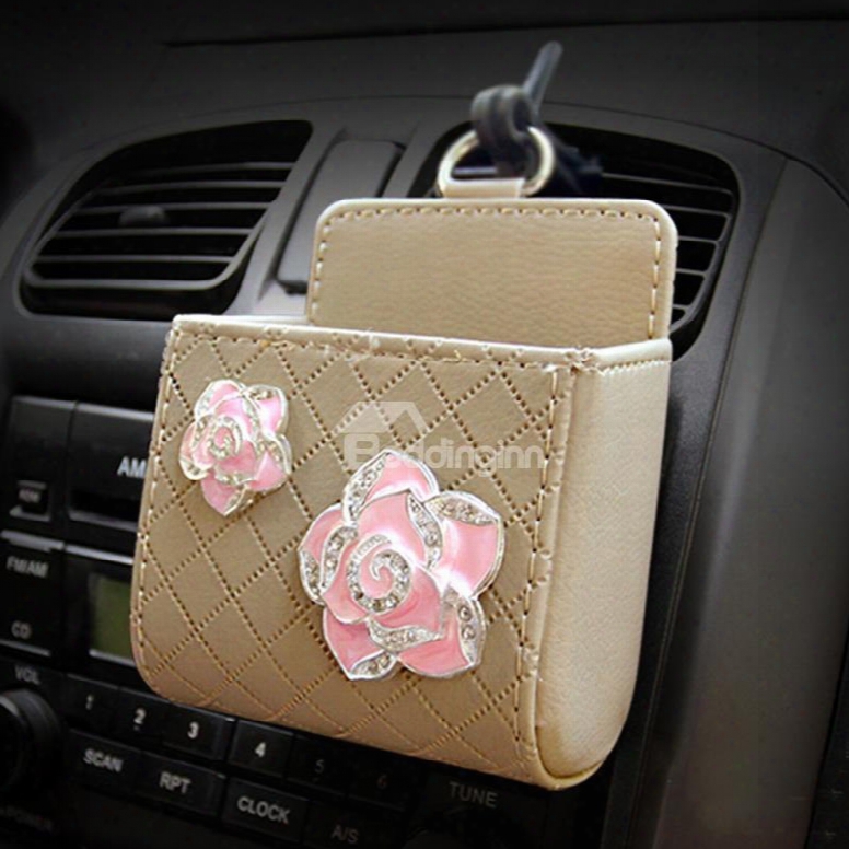 Exquisite High Grade Two Beautiful Flowers Car Outlet Organizer