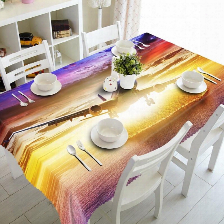 Fabulous Airplane In Sunset Scenery Prints Home Decorative 3d Tablecloth