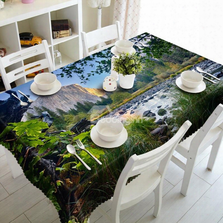 Fabulous River At The Foot Of The Mountain Natur Al Scenery Prints 3d Tablecloth