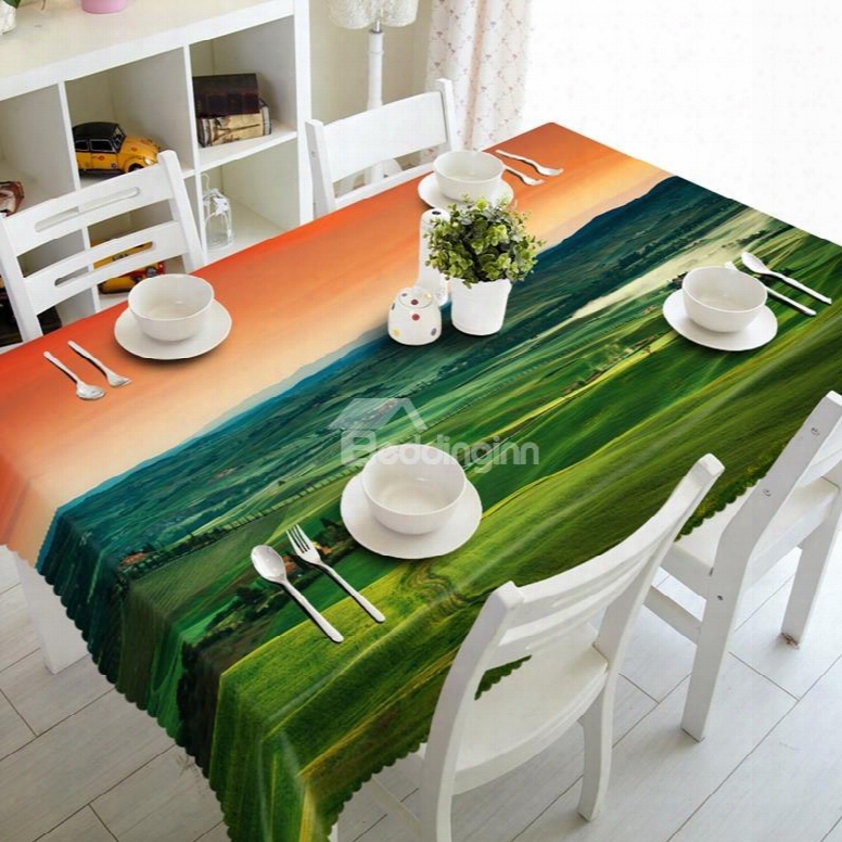 Fancy Green Natural Grassland Prints Dining Room Decoration 3d Tableclo Th