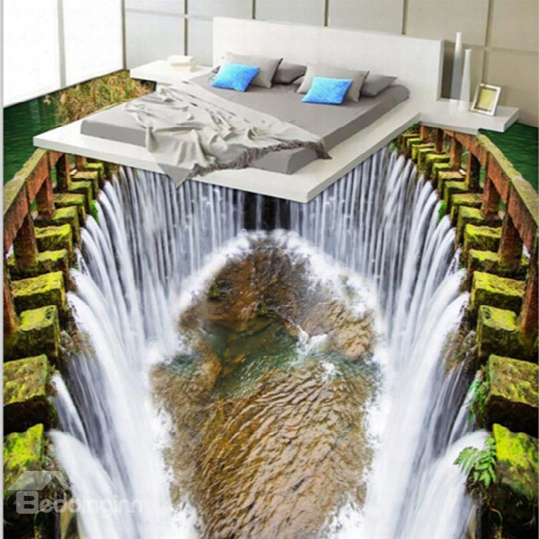 Fancy Modern Design Reservoir Waterfalls Pattern Decorative Waterproof 3d Floor Murals