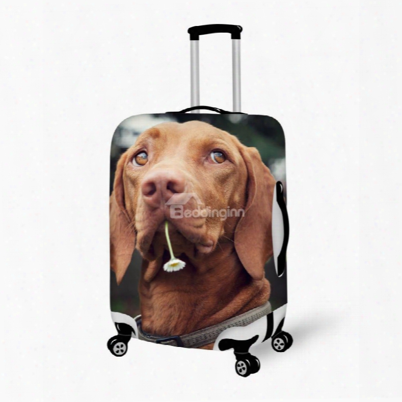 Fantastic Dog With Flower Pattern 3d Painted Luggage Cover