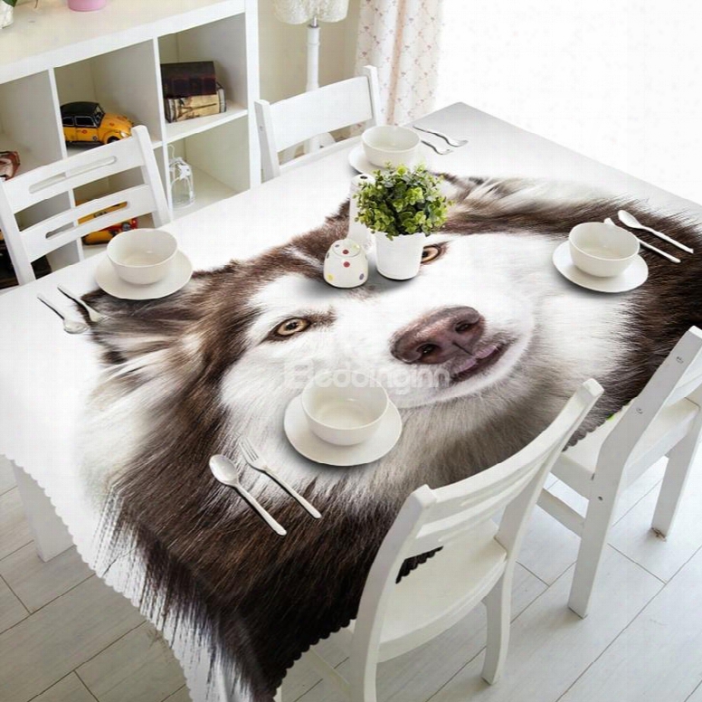 Lifelike Simple Style Wolf Prints Washable Polyester Fibre 3d Tablecloth