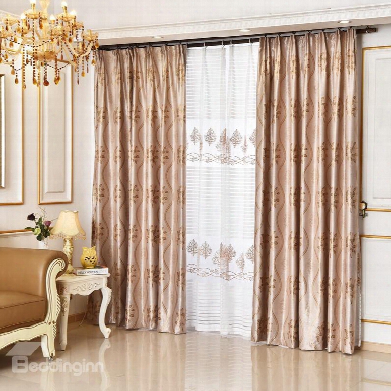 Luxury Leaves Pattern Coffee Color Custom Curtain
