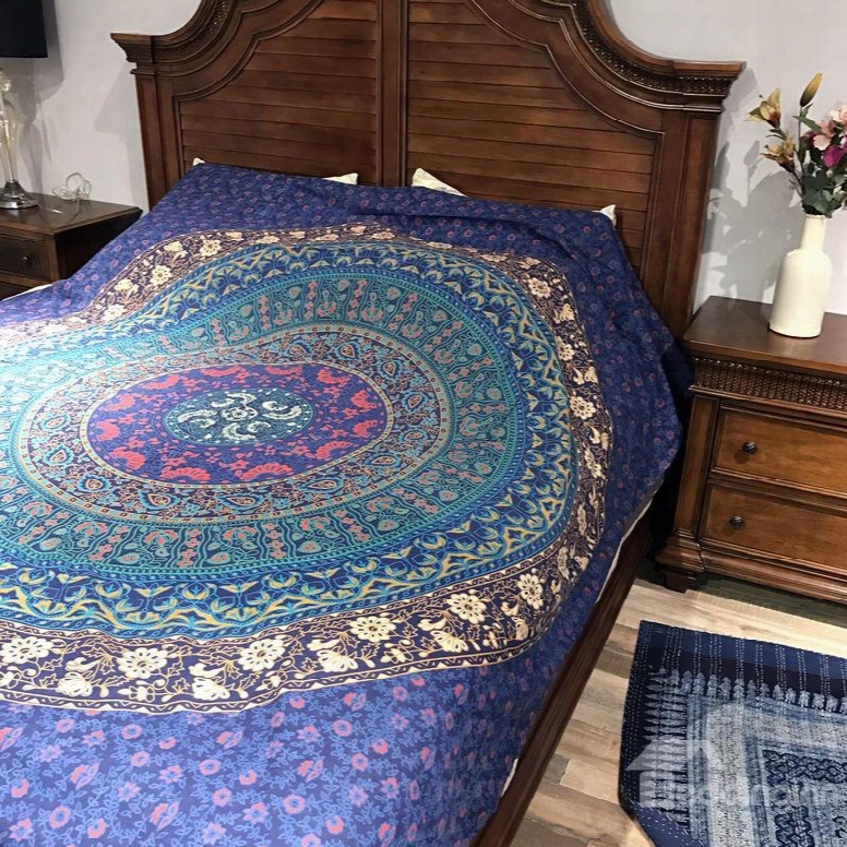 Marvelous Bohemian Style Mandala Pattern Print Versatile Cotton Sheet