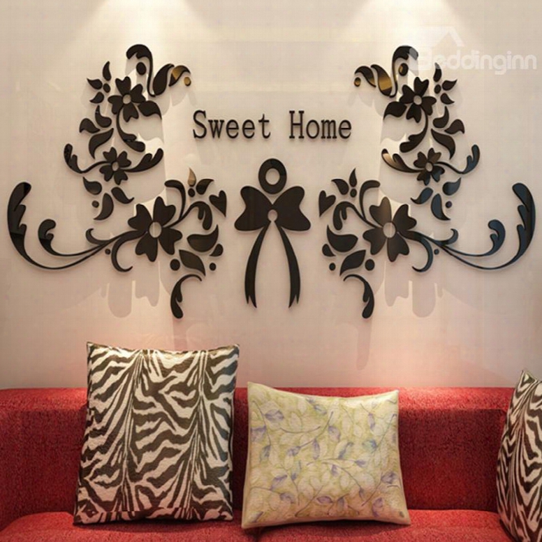 Modern Design Sweet Home Flowers Pattern Three-dimensional 3d Wall Stickers