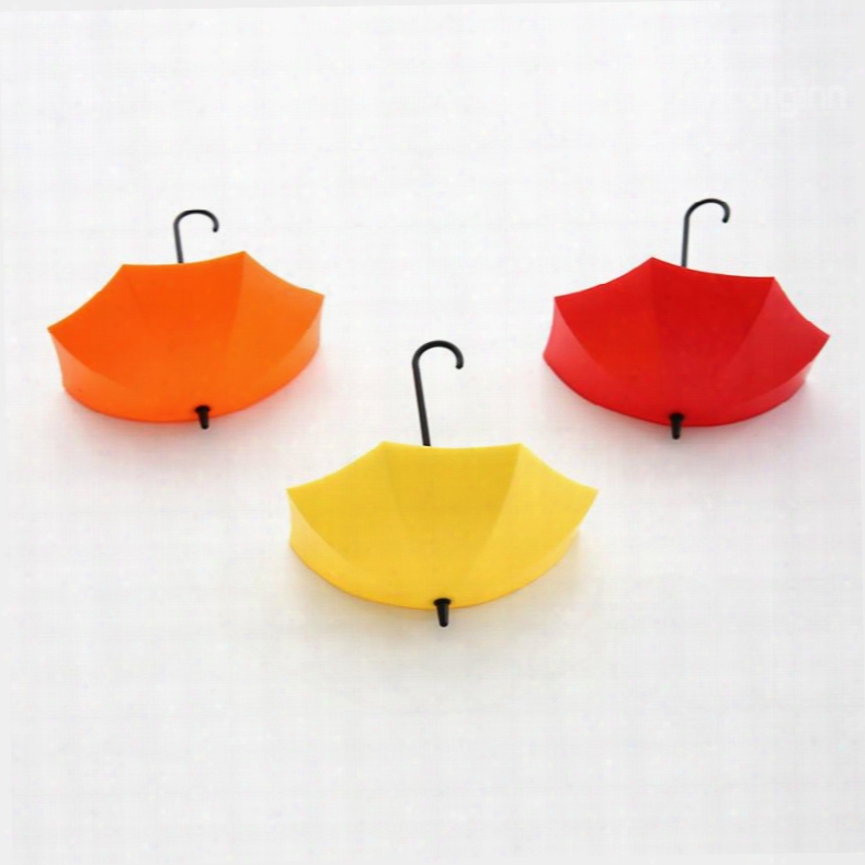 Nail Free Solid Glue 3-pieces Umbrella Design Bathroom Hooks