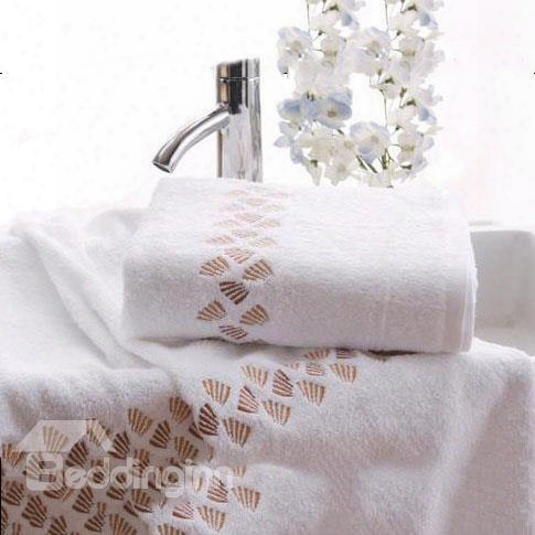 New Arrival White Embroidery Small Hand Print Cotton Bath Towel