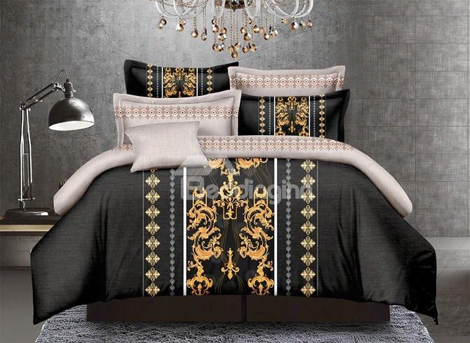 Noble Style Damask Print Polyester 4-piece Bedding Sets/duvet Cover