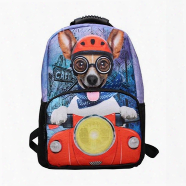 Outdoor Cute Riding Puppy Hiking And Traveling 1.15l Durable 2 Layers 3d Backpack