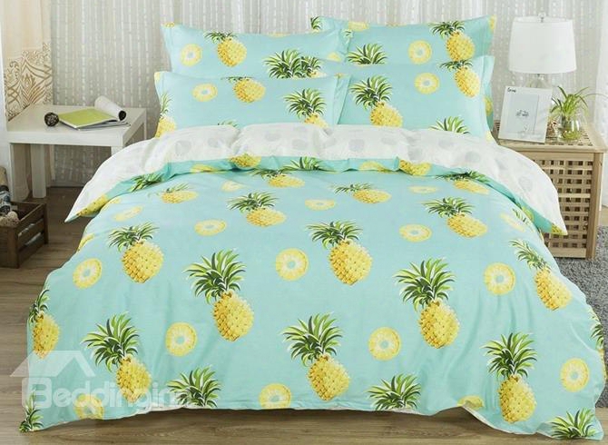Pineapples Print Fresh Style Cotton 4-piece Bedding Sets