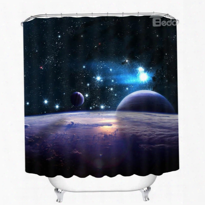 Planets In The Universe 3d Printed Bathroom Waterproof Shower Curtain