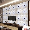 Elegant White Plaid with Beige Flower Decoration TV Background Wall Murals