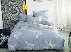 Stylish White Blooms Print Blue 4-Piece Cotton Duvet Cover Sets