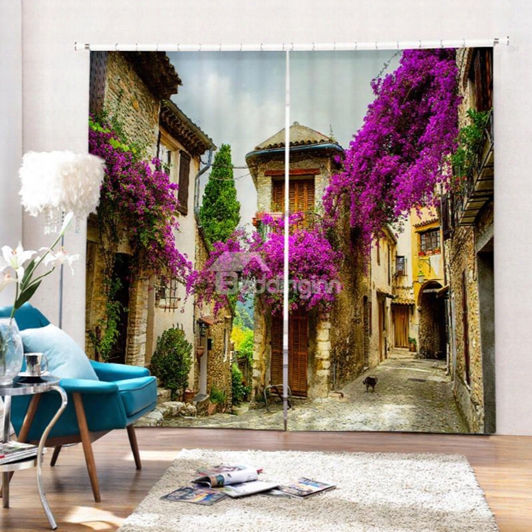 Relaxing Countryside Polyester Printing 3d Curtain