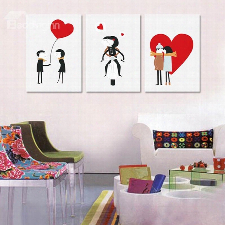 Romantic Lovely Boys And Girls Pattern Ready To Ahng Framed Wall Art Prings