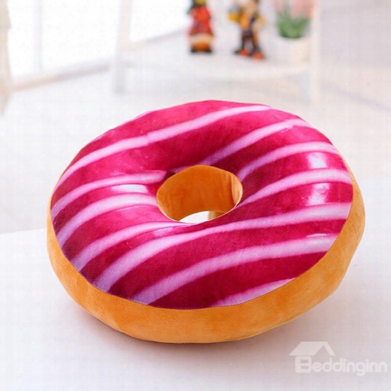 Round-shaped Donut Design Pink Plushthrow Pillow