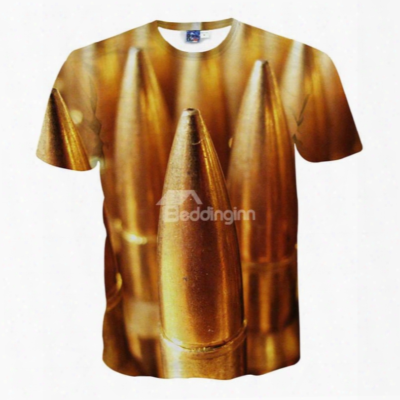 Shining Round Neck Bullet Pattern 3d Painted T-shirt