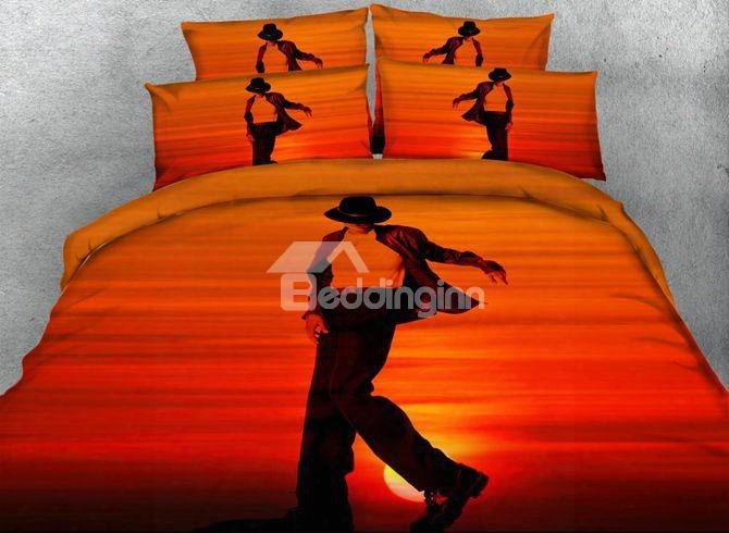 Silhouette Of A Young Man Dancer Print 5-piece Comforter Sets
