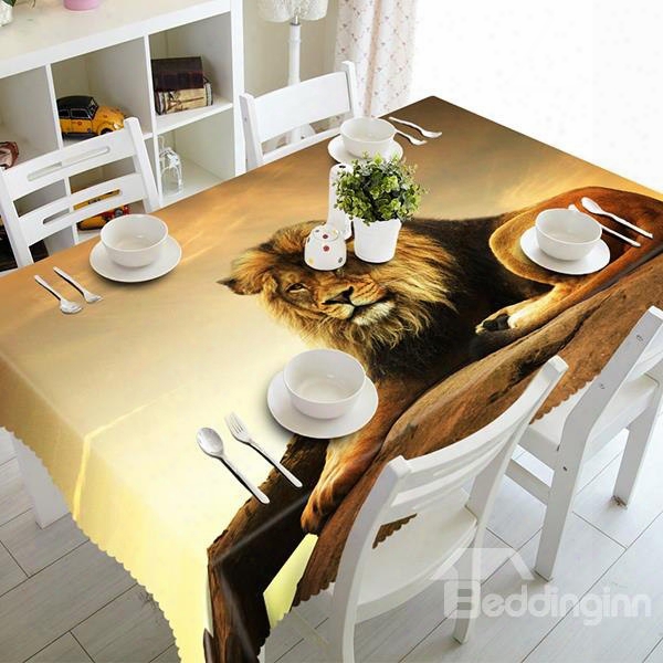 Simple Style Polyester Lion Pattern 3d Tablecloth