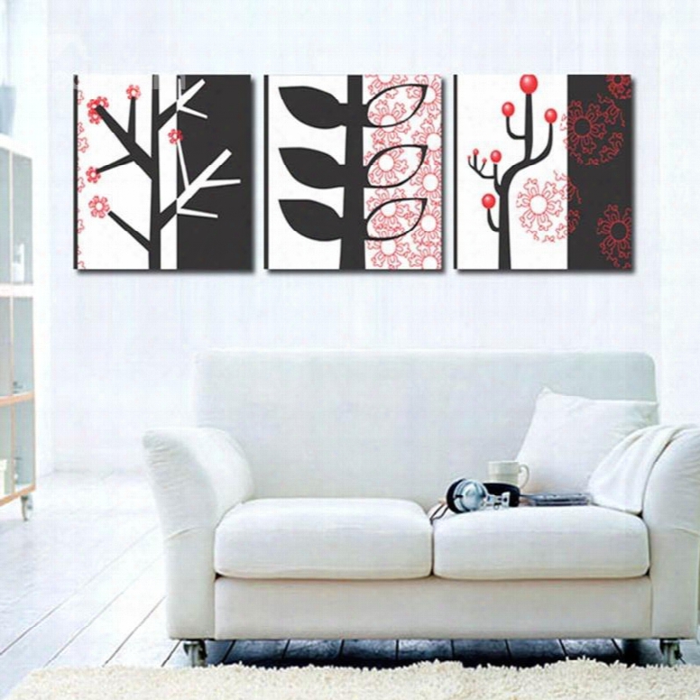 Simple Style Tree Pattern Ready To Hang Framed 3 Pieces Wall Art Prints