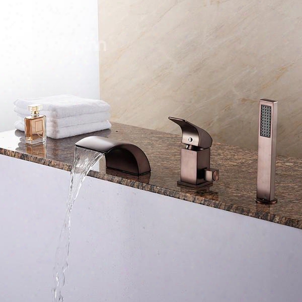 Single Handle Oil-rubbed Bronze Polishing Three Holes Bathtub Faucet