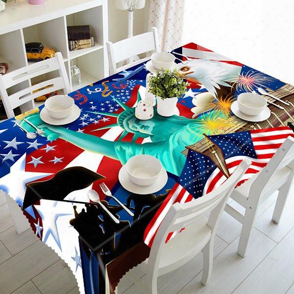 Statue Of Liberty And National Flag Pattern 3d Tablecloth