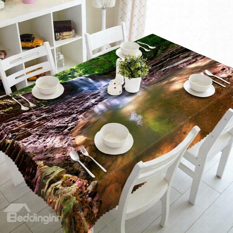 Stunning Design Waterfall In The Forest Prints Washable 3d Tablecloth