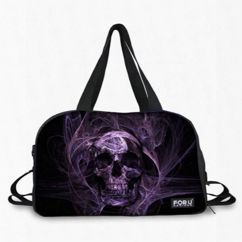 Stylish Purple Skull Pattern 3d Painted Travel Bag