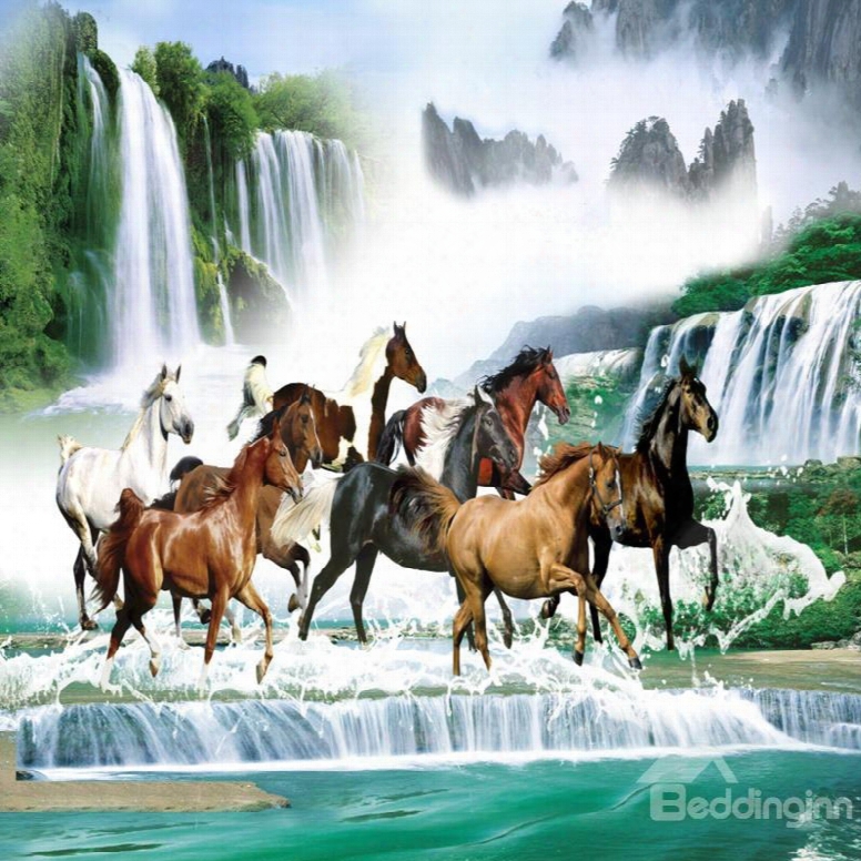 Super Cool Natural Scenery And Horses Pattern Waterproof 3d Wall Murals