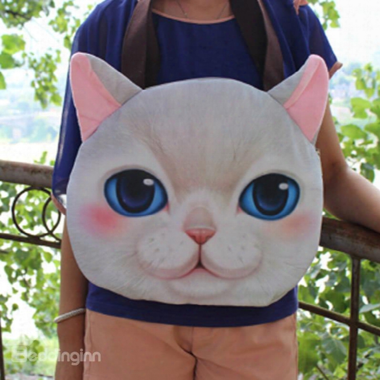 Super Cute Cat Animal Face Pattern 3d Painted Hand Bag