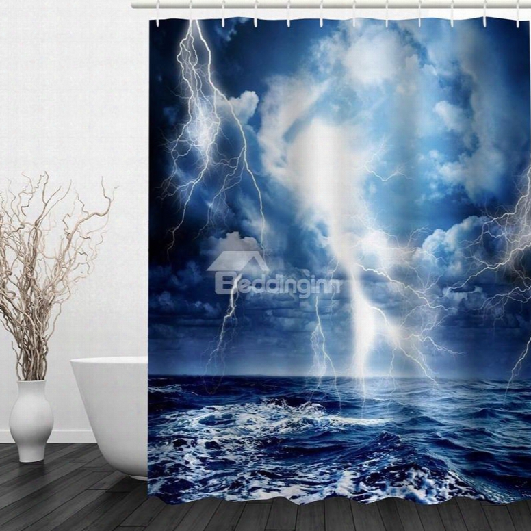 The Lighting On The Sea 3d Printed Bathroom Waterproof Shower Curtain