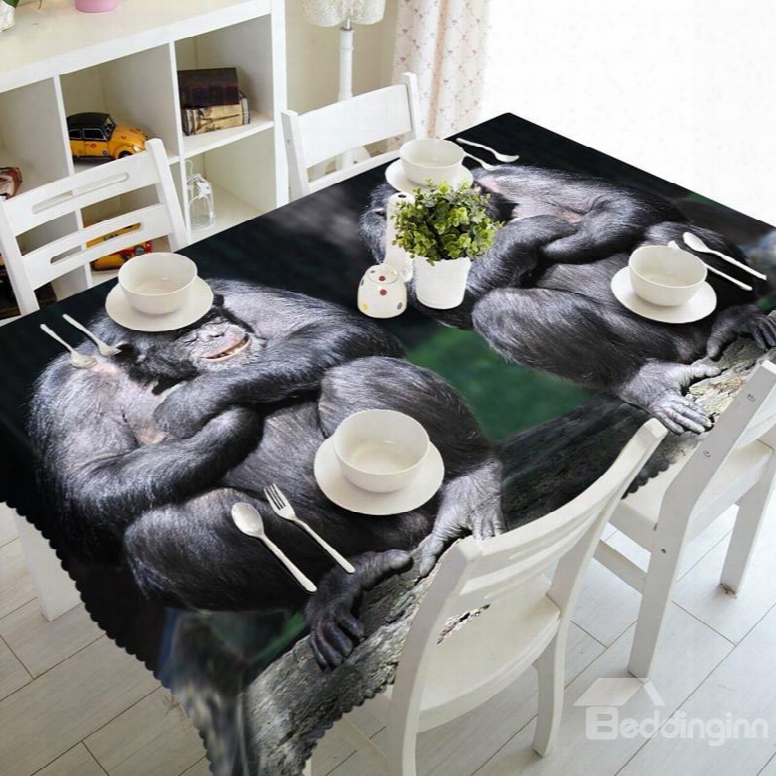 Two Cute Orangutan Prints Design Washable Polyester Fibre 3d Tablecloth