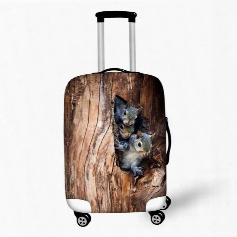 Two Squirrels In Tree Hle Pattern 3d Painted Luggage Protect Cover