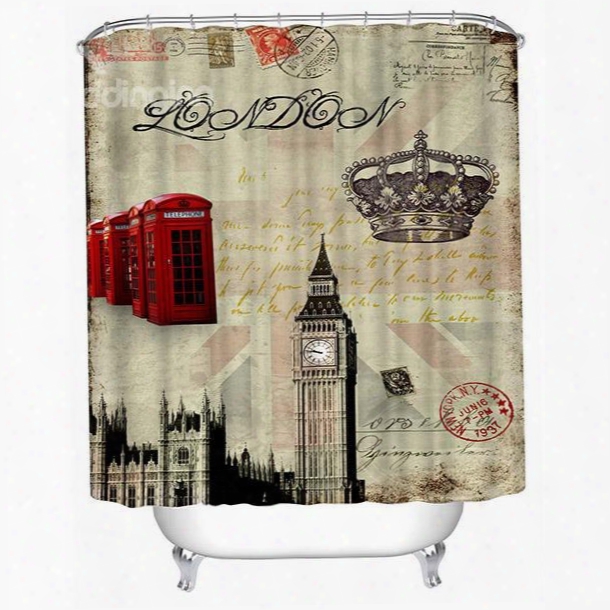 Typical London Symbol Print 3d Bathroom Shower Curtain