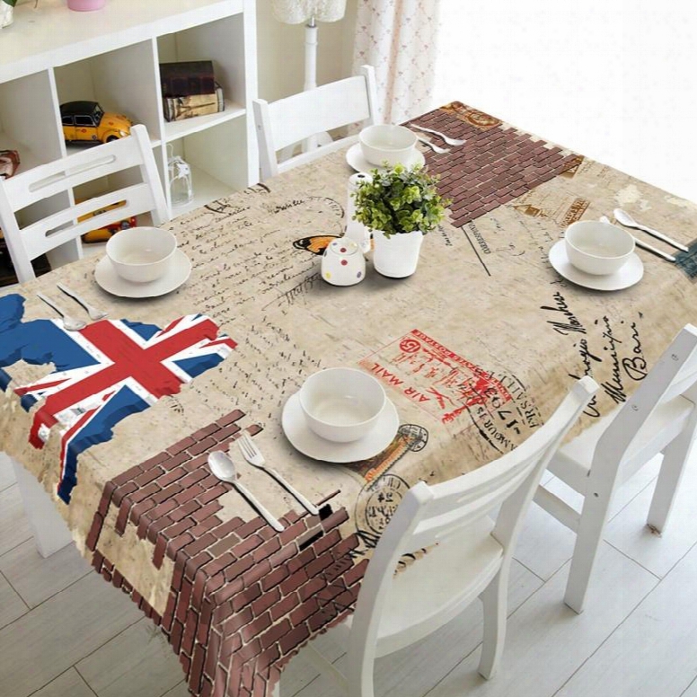 Vintage European Style Union Jack Prints Dining Room Decoration 3d Tablecloth