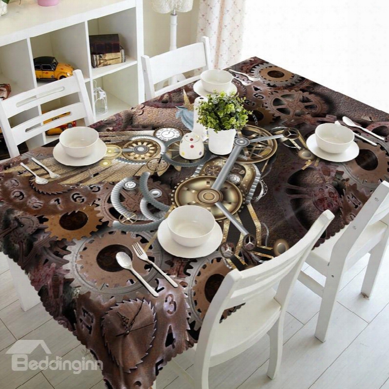 Vintage Style Creative Gears Pattern Design Home Decoration 3d Tablecloth