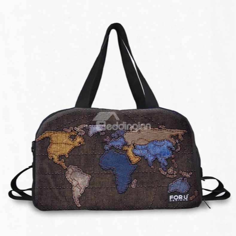 Vintage World Map Pattern 3d Painted Travel Bag