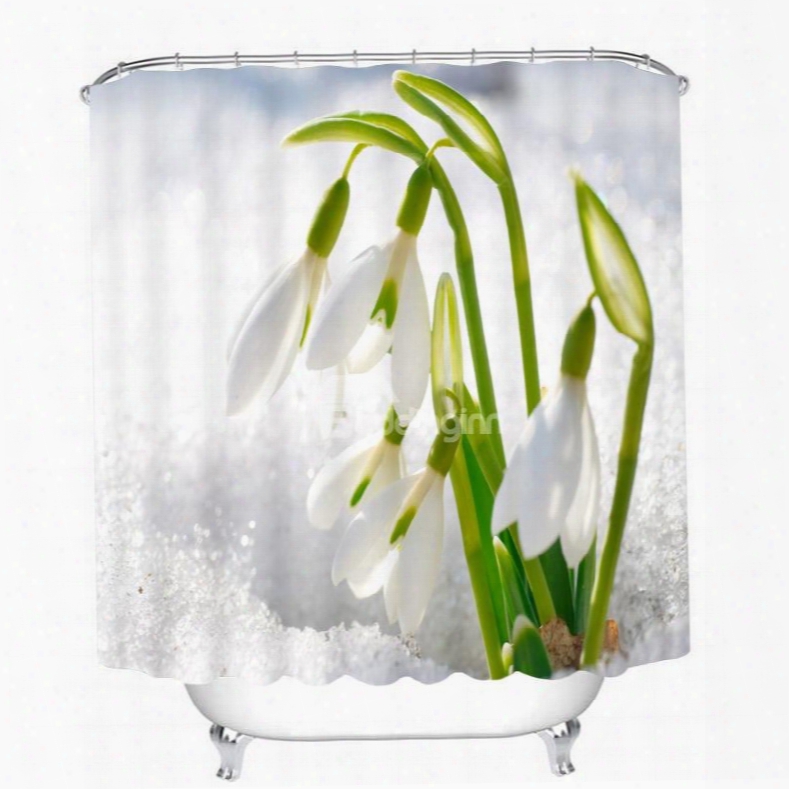 Vivid Leucojum Vernum 3d Printed Bathroom Waterproof Shower Curtain