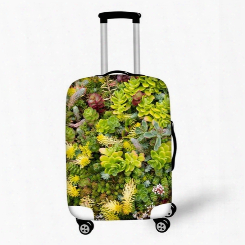 Vivid Succulent Pattern 3d Painted Luggage Cover