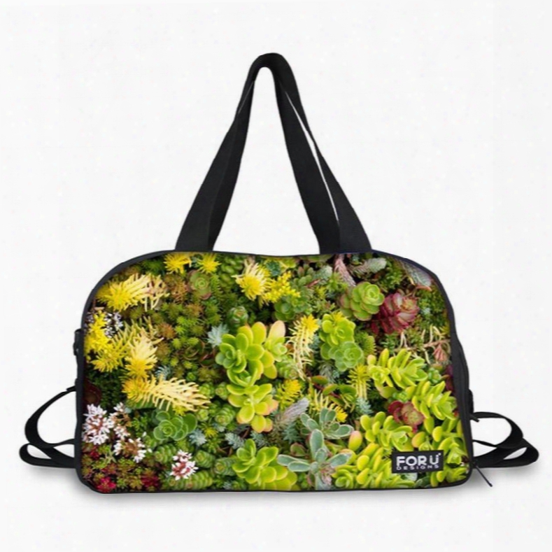 Vivid Succulent Pattern 3d Painted Travel Bag