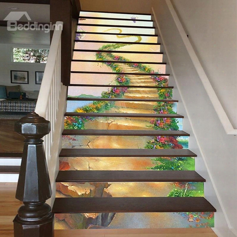 Vivid Unique Design Ladder To Heaven Pattern Waterproof Splicing 3d Stair Step Stickers