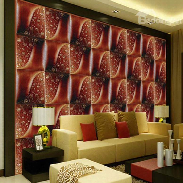 Warm Design Red Plai D Pattern Living Room Decoration Wall Murals