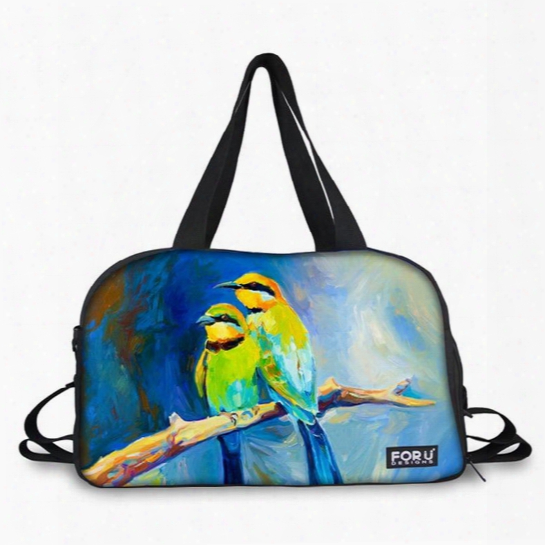 Wonderful Parrot Couple Pattern 3d Painted Travel Bag