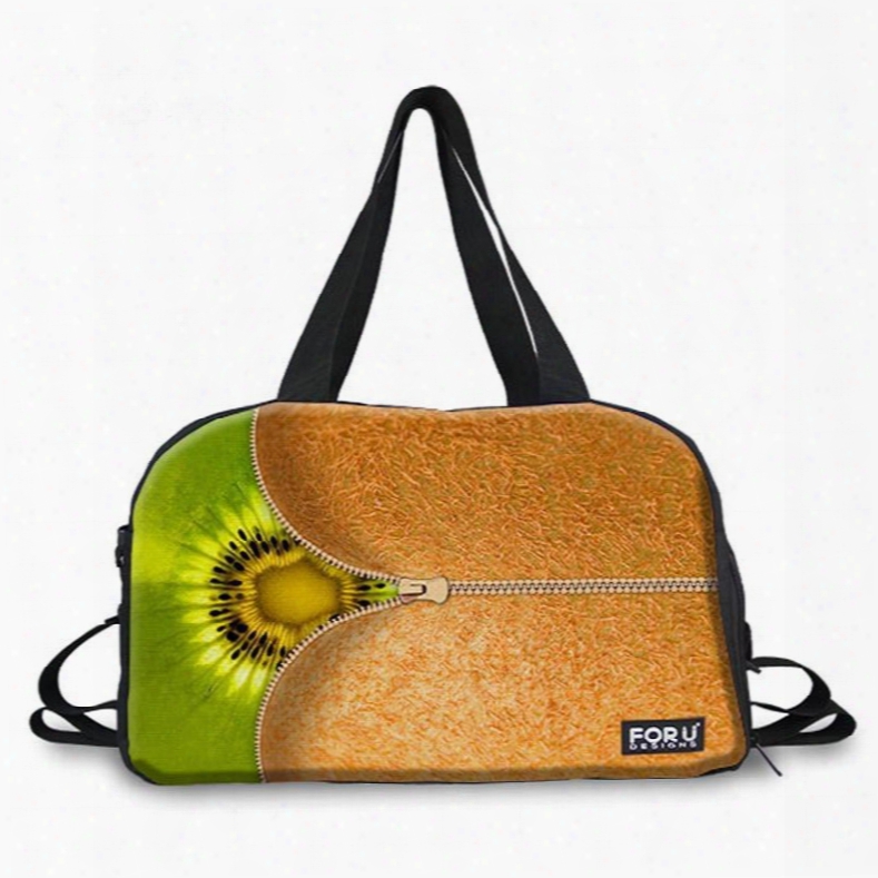 Zipper Kiwi Fruit Pattern 3d Painted Travel Bag