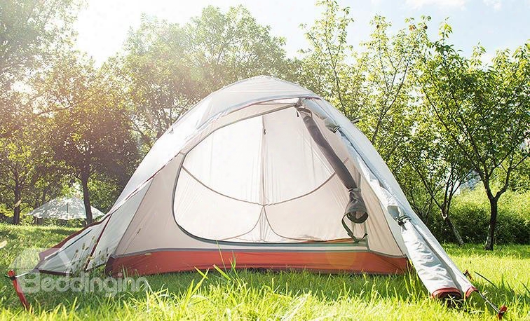 2 Person 2 Room L Ightweight Waterproof Grey Orange Camping Hiking Exterior Tent