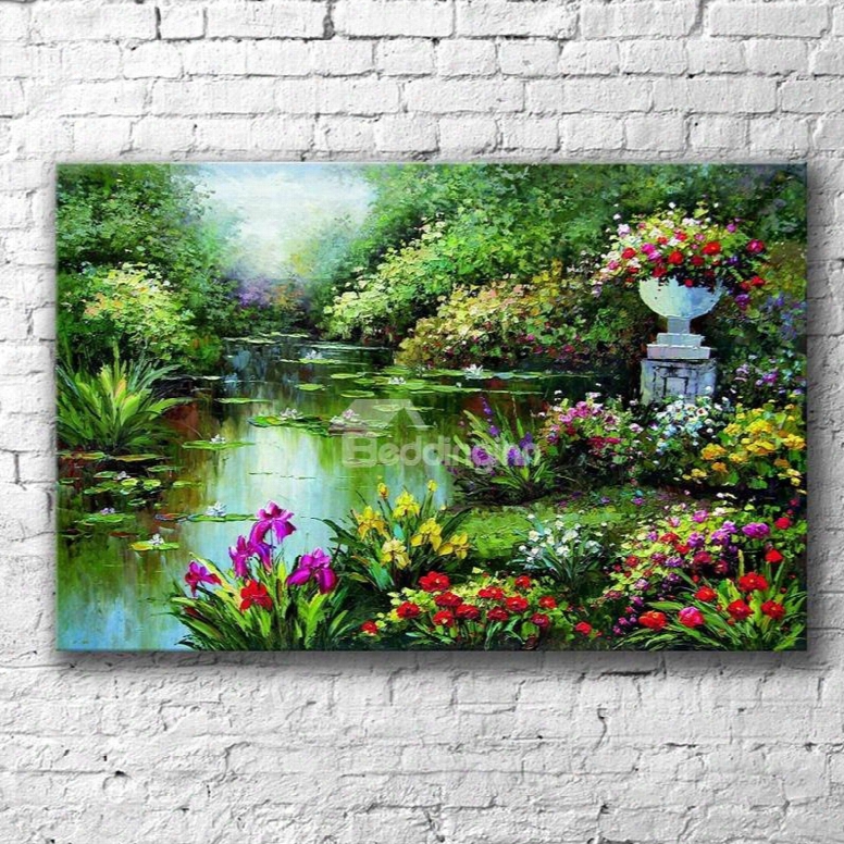 20␔28in Green Plants Surrounding Lake Hanging Canvas Waterproof Eco-friendly 1 Picee Framed Prints